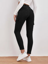Drawstring Waist Flap Pocket Jeans